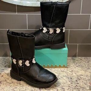 CARTER’S Valentine Heart Boots Girls Sz 13 M Black/Silver